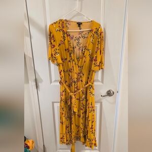 Torrid Floral Yellow Wrap Dress